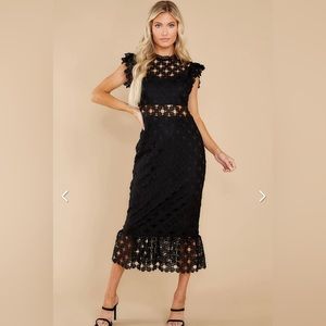 Love's High Hopes Black Crochet Midi Dress